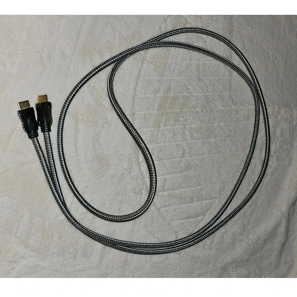 Braided HDMI Cable Gold Plated High Speed 4K 1080p Silver Black Nylon Cord 6ft